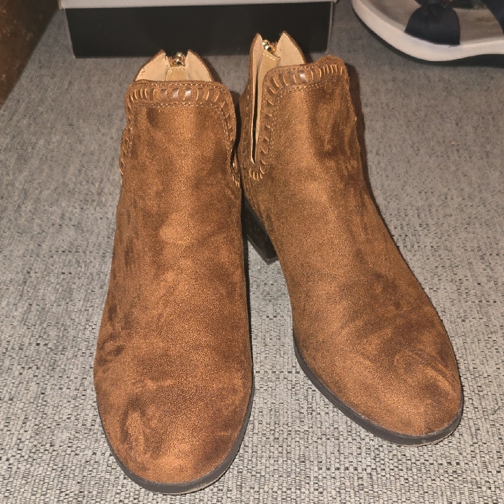 New Directions Tan Ankle Booties